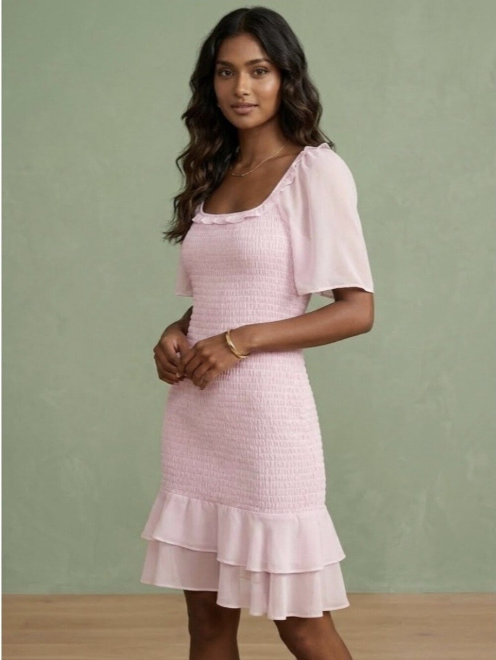 New! Pink Ruffle Dress